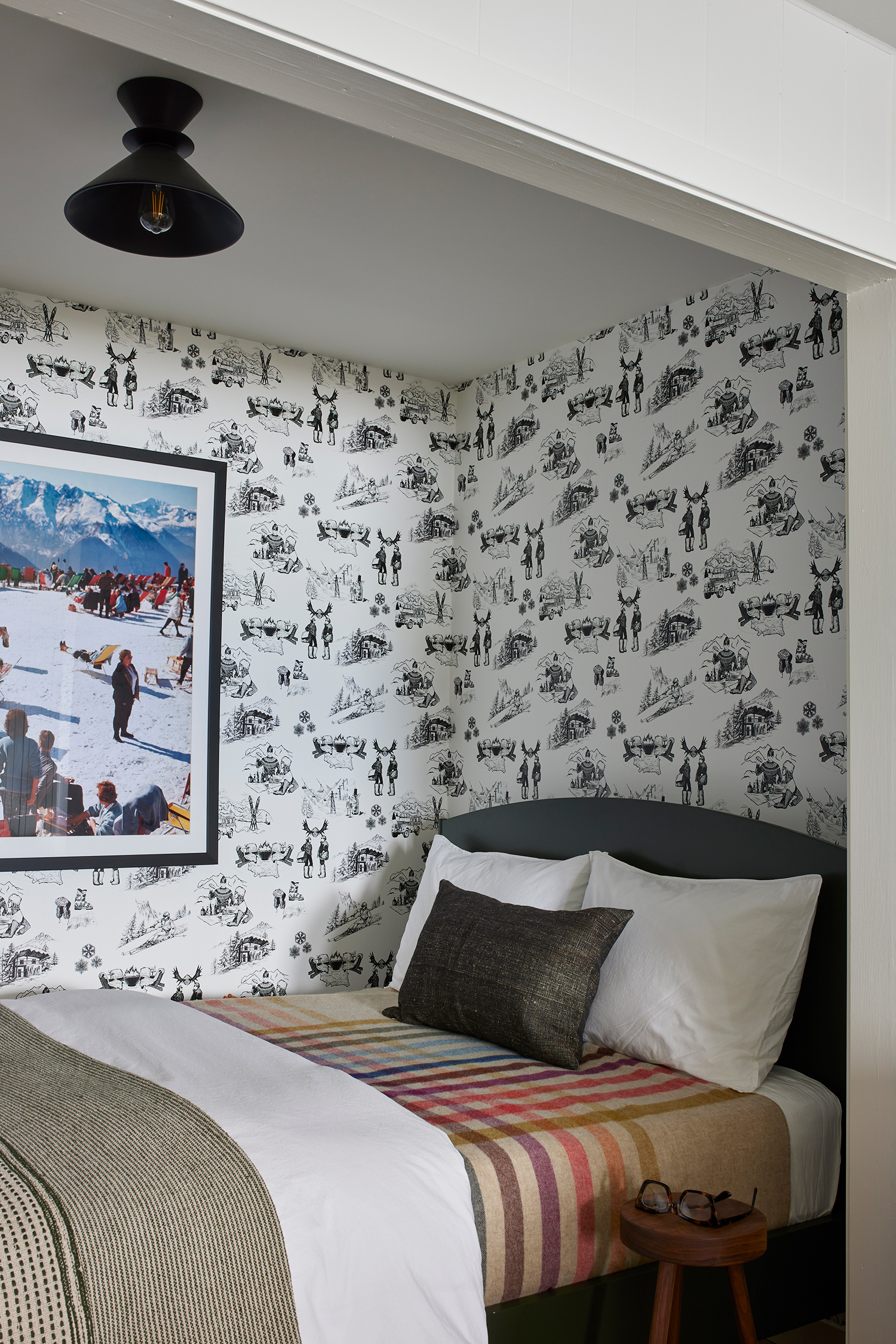 Apres Ski Wallpaper in Idaho Cabin by Lucas Browning Design