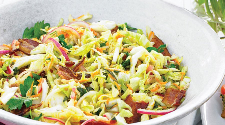 Warm Bacon and Herb Coleslaw