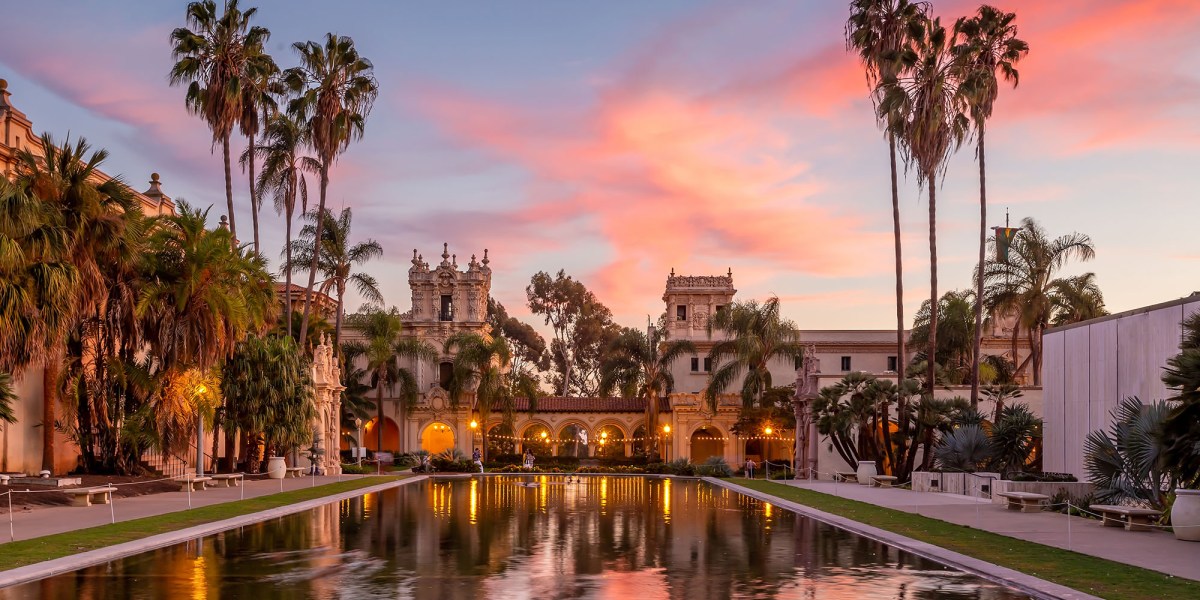 San Diego Balboa Public park at Sunset in California