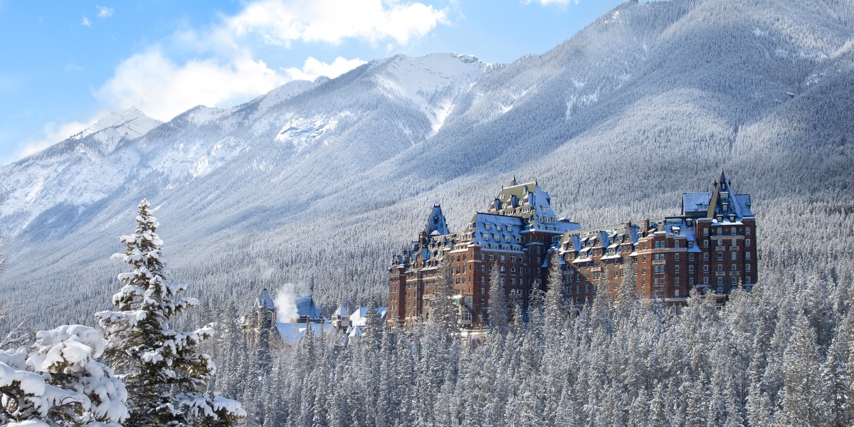 Fairmont Banff Springs Hotel Exterior in Winter