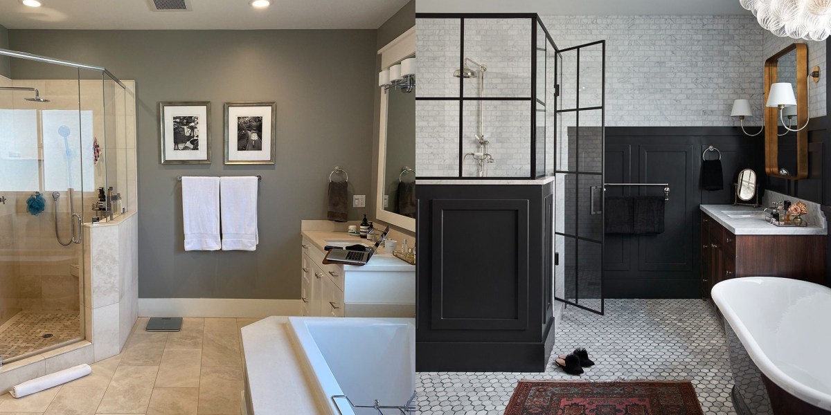 Bathroom Shower and Vanity Before & After by Corine Maggio