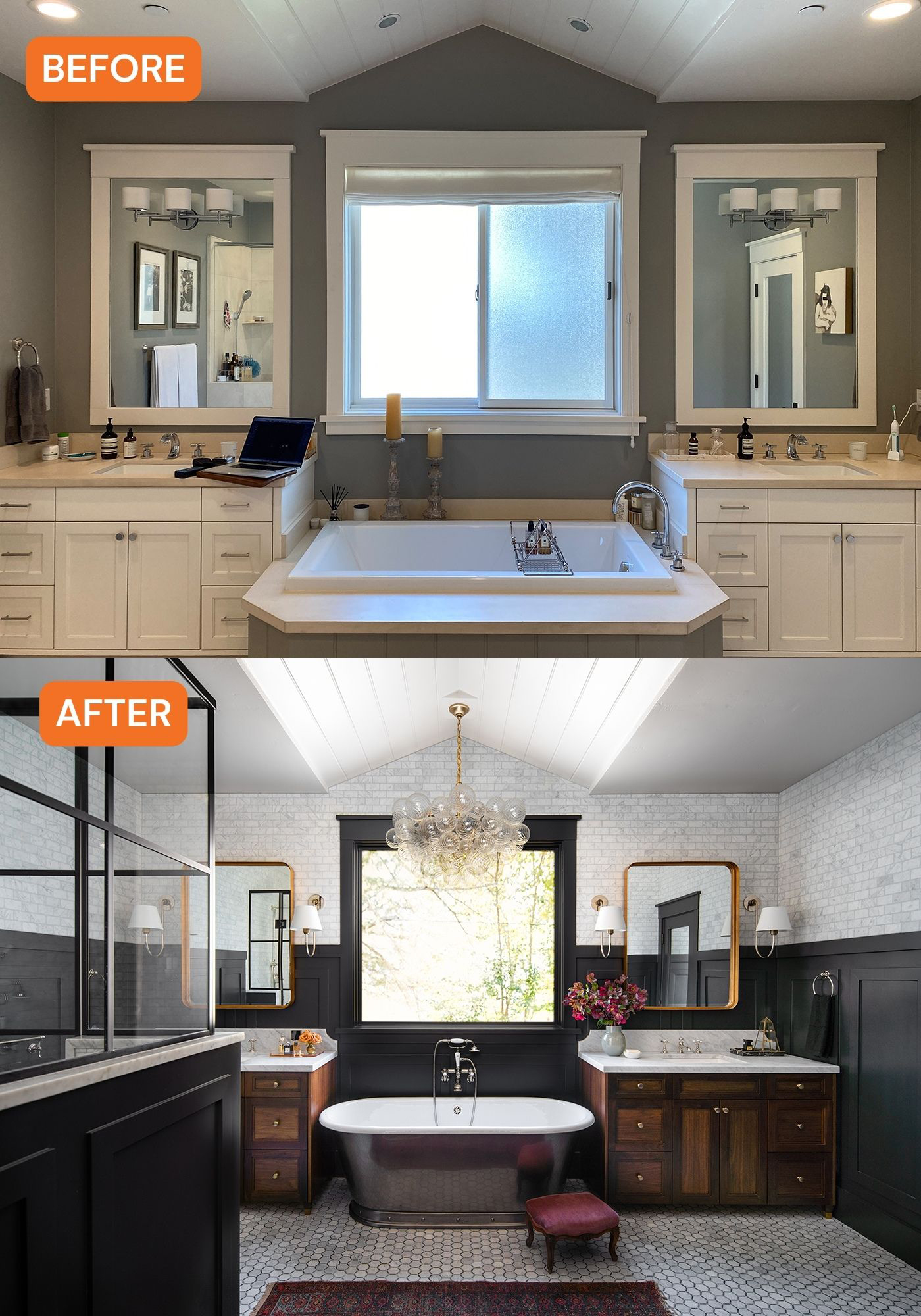 Bathroom Tub and Vanity Before and After by Corine Maggio