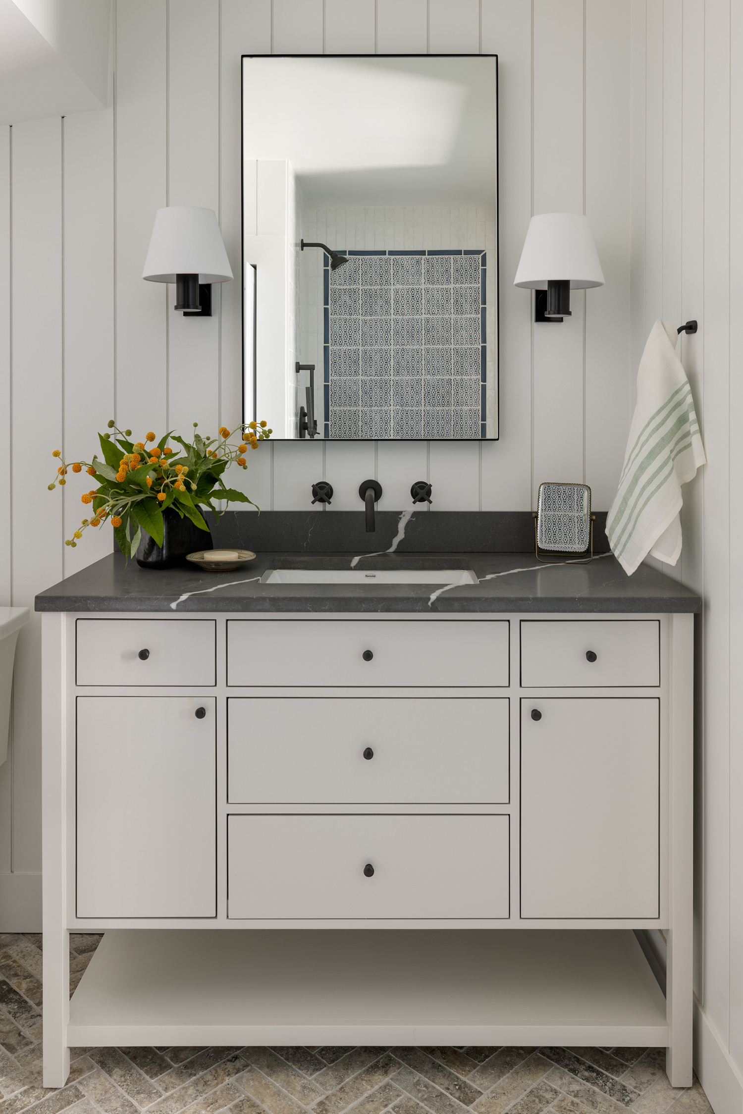 Bathroom in Vashon Island Cottage by White Space Design Group