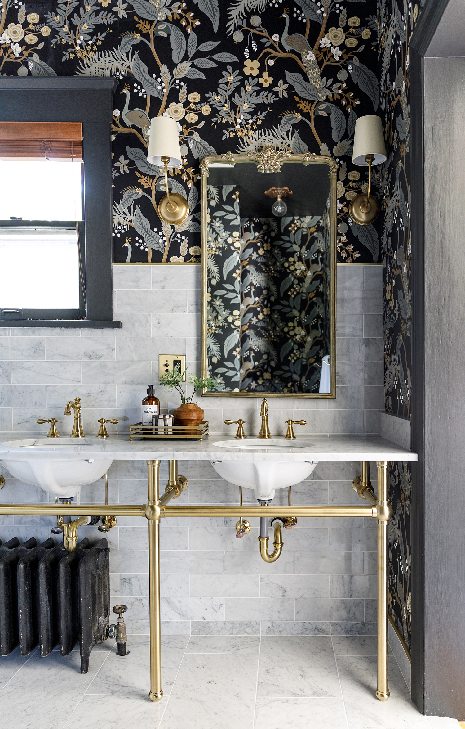 Bathroom Wallpaper in Boise House by We Three Design
