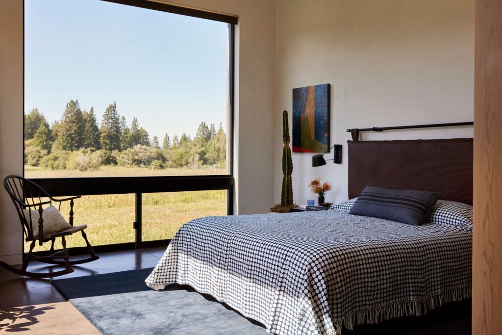 Bedroom in Sonoma Retreat by Regan Baker Design