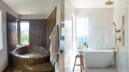 Before and After Bathroom Shower Design by Gina Caulkin