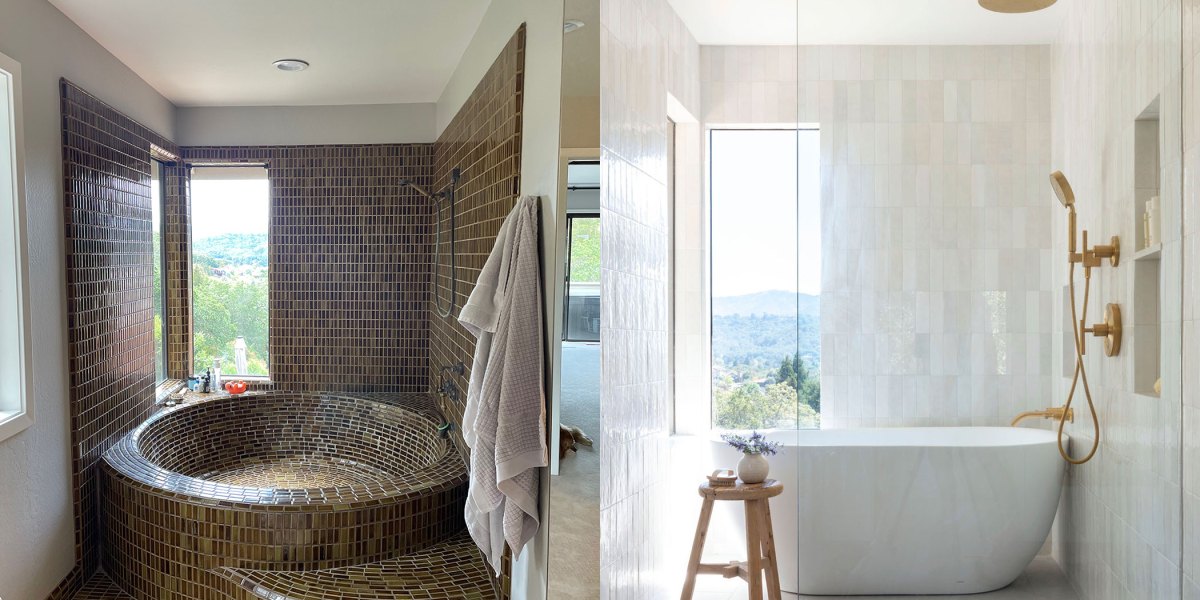 Before and After Bathroom Shower Design by Gina Caulkin