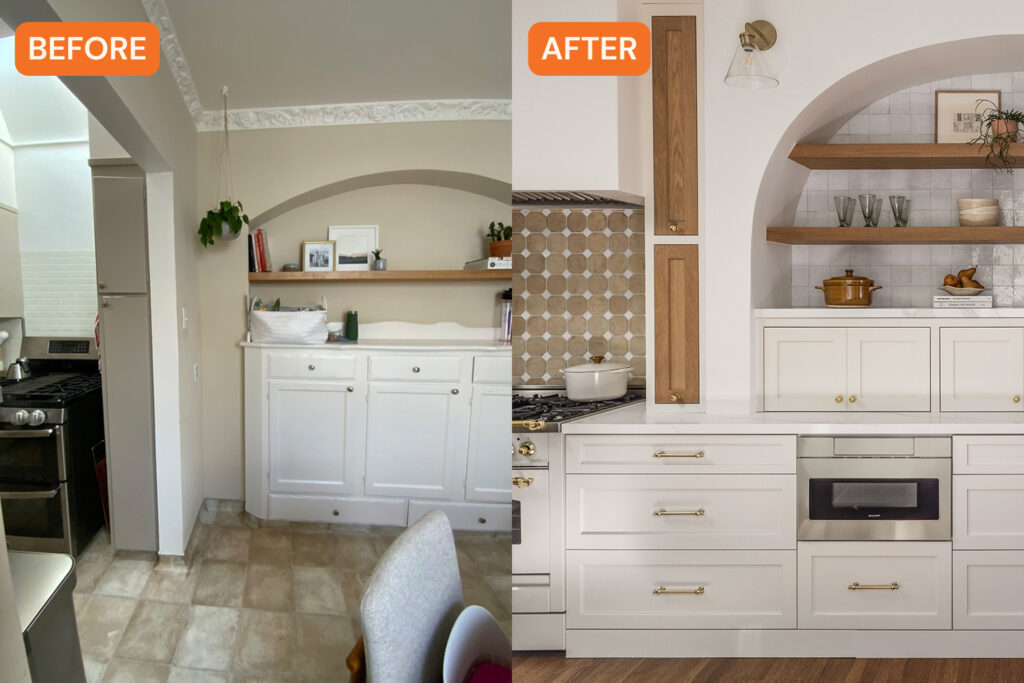 Before and After Shelves in SF Kitchen by Shiny Shed Collective