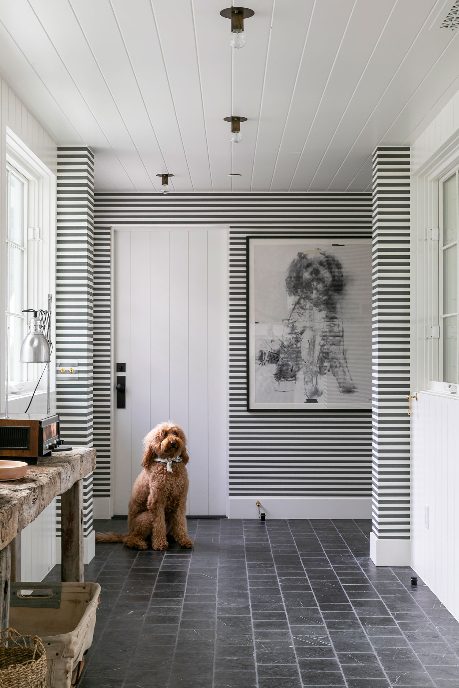 Black and White Horizontal Stripes Bathroom
