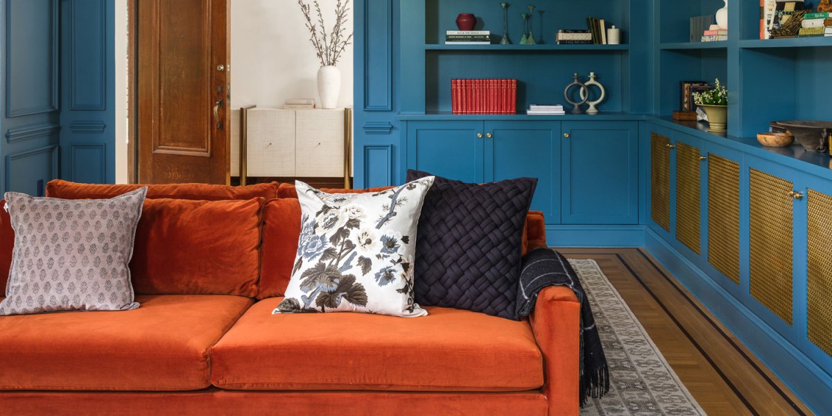 Blue Bookshelves by Banner Day Interiors