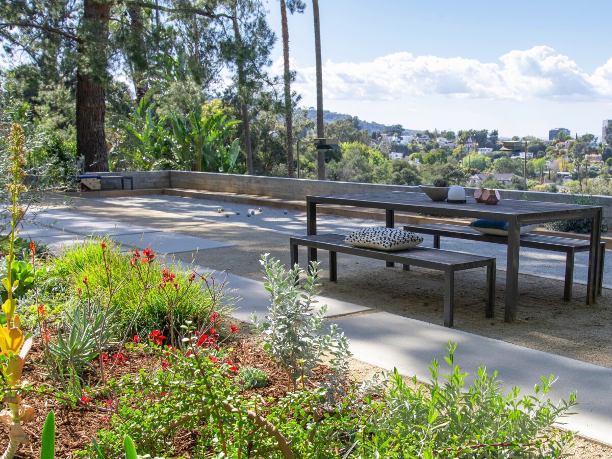 Long Bocce Ball Court in Yard