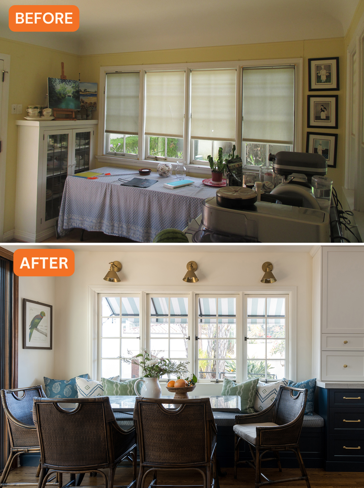 Breakfast Nook Before and After San Diego Kitchen by Anne Rae Design