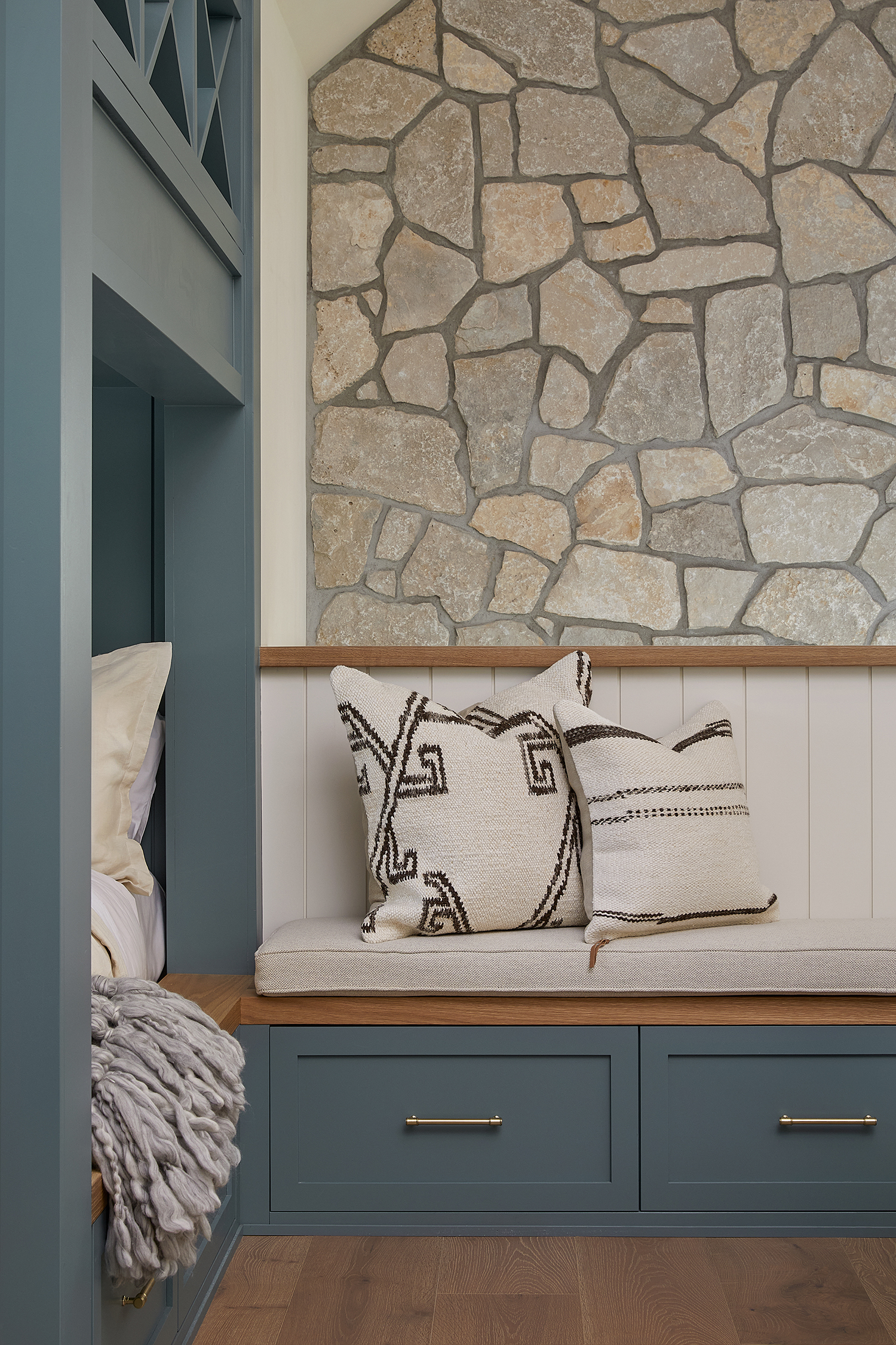 Built-in Bench in Montana Boathouse by Adrian Dagli Interior Wanderer