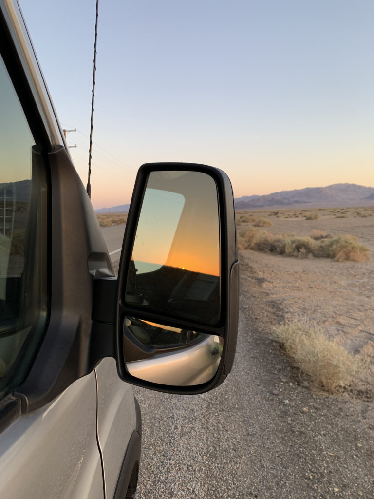 Cabana camper van at roadside Amboy Road Bristol Lake California