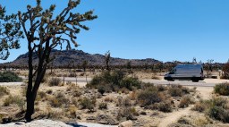 Cabana camper van in desert Mojave National Preserve