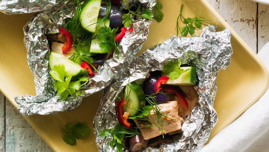 Tofu and Eggplant Hobo Bundles