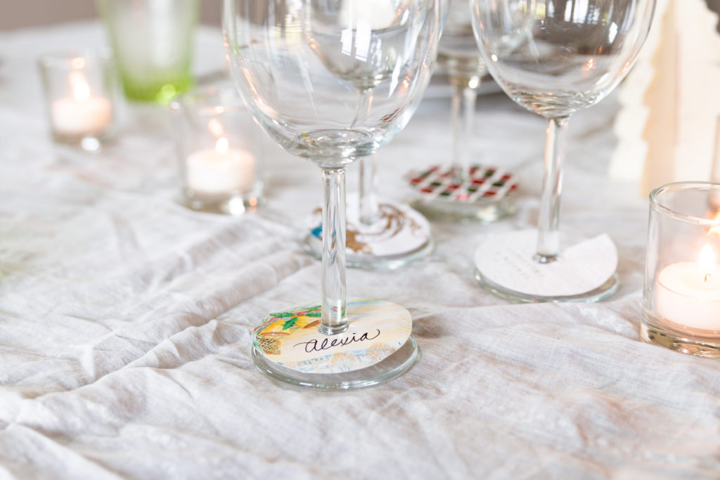 Holiday party wine glass