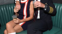 Cindy Crawford and Rande Gerber Dressed as Pilot and Flight Attendant