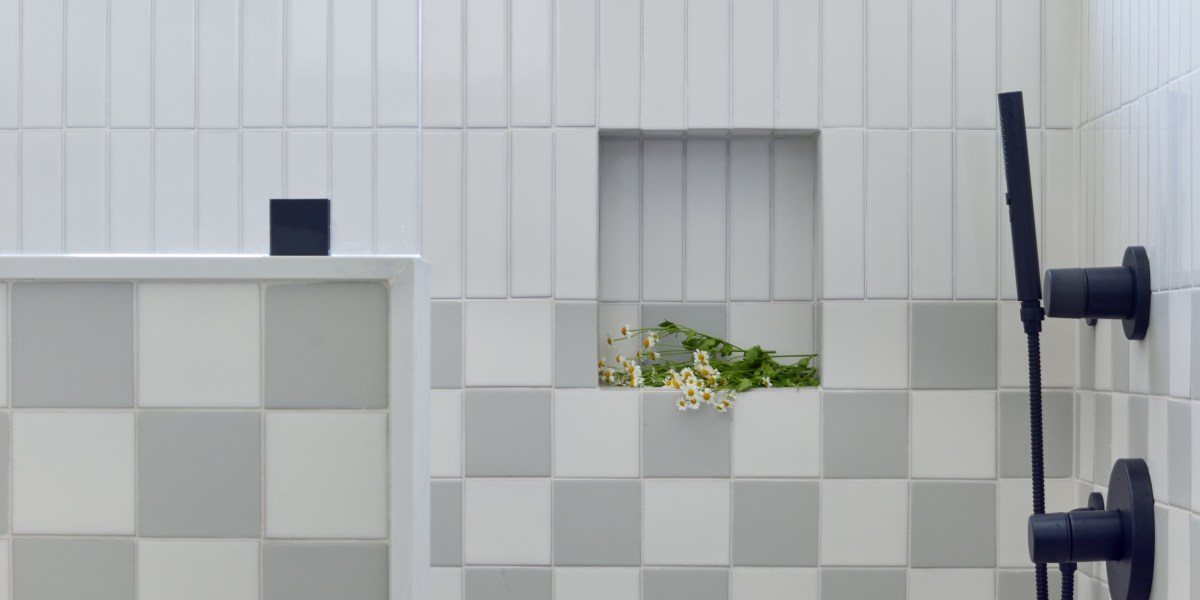 Checkered Shower by Veneer Design