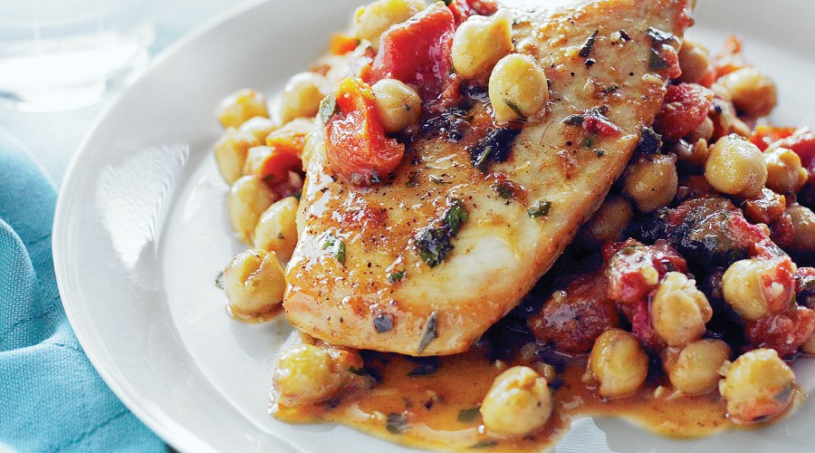 Chicken with Tomatoes, Apricots, and Chickpeas