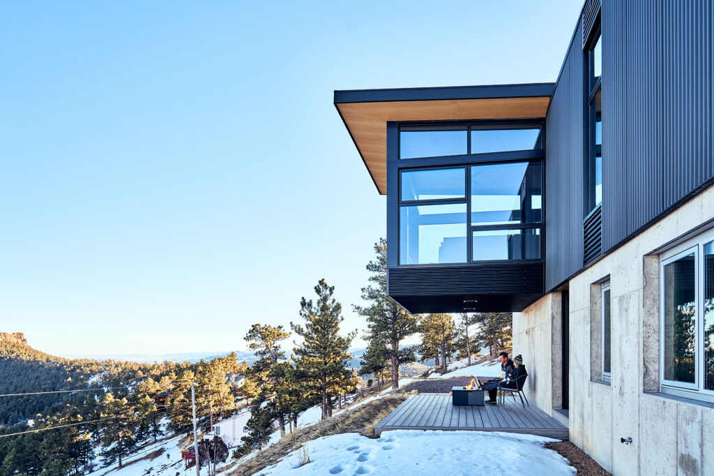 Colorado Modern House Exterior Fire Pit Patio