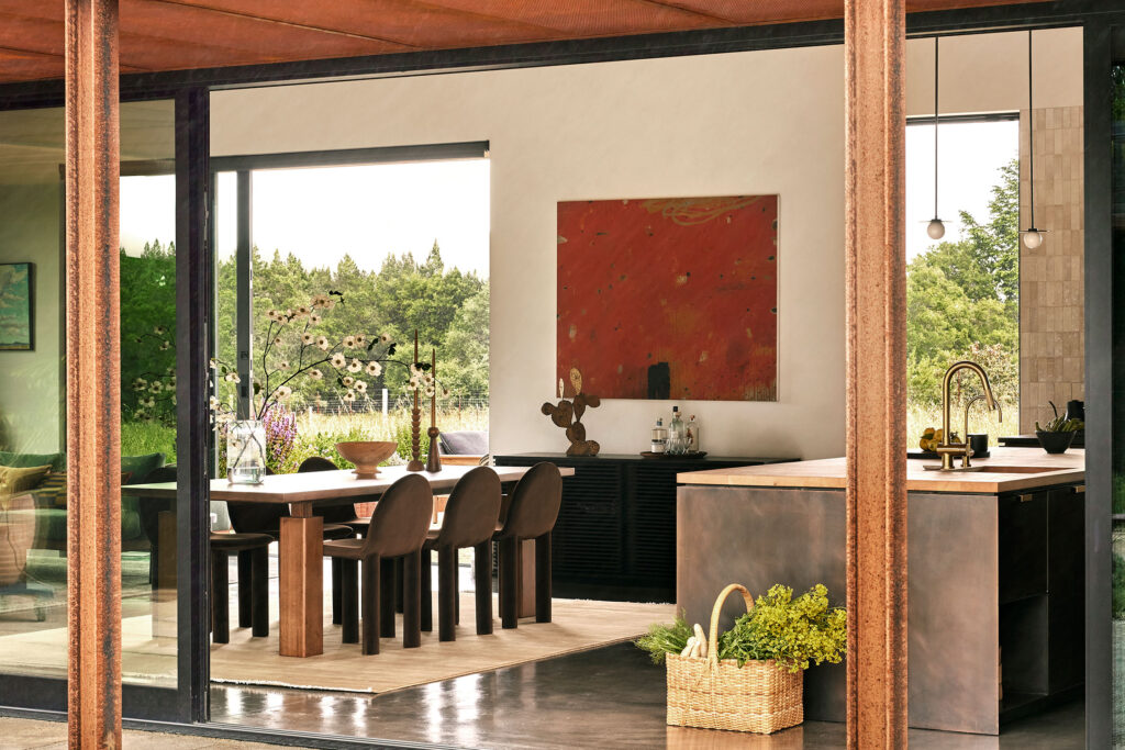 Dining Area in Sonoma Retreat by Regan Baker Design