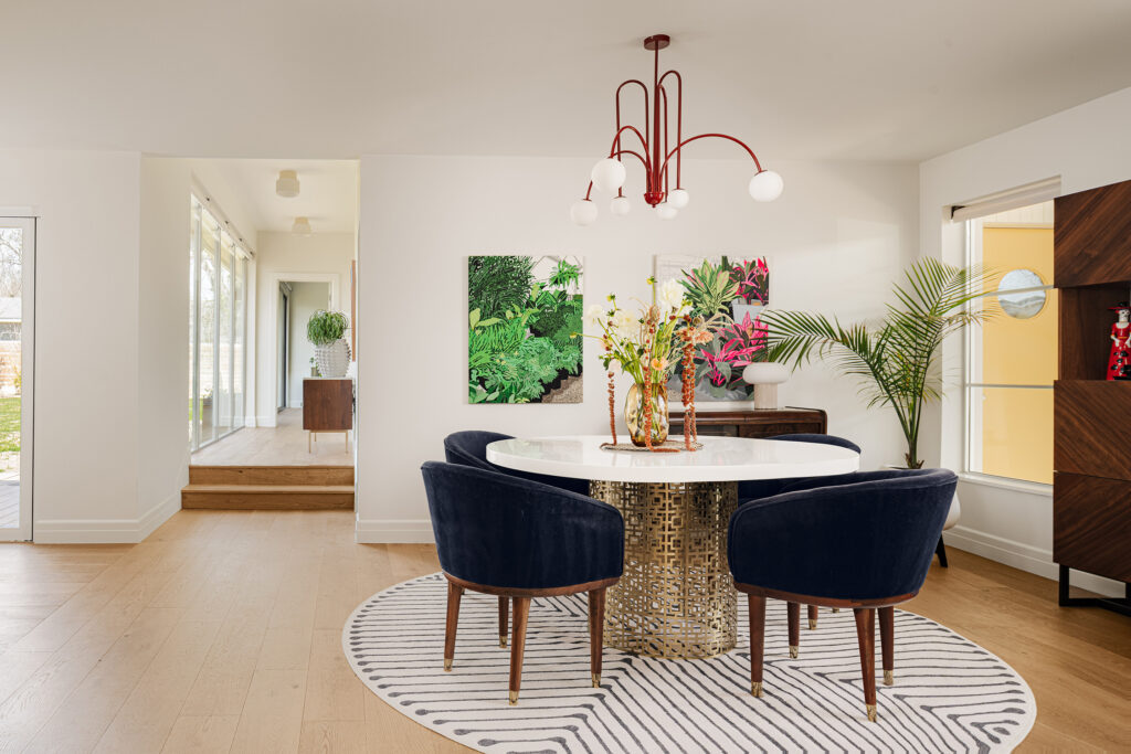 Dining Room in Austin Mid-Century House by Moontower Design-Build