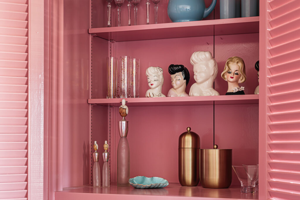 Dining Room Shelves in Barbie Pink House by Raelena Vasquez