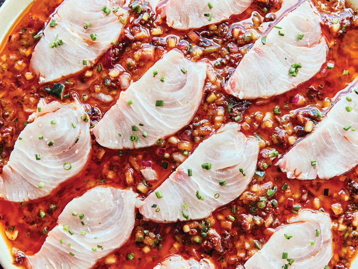 Casamarte Kanpachi Sashimi with Salsa Morita