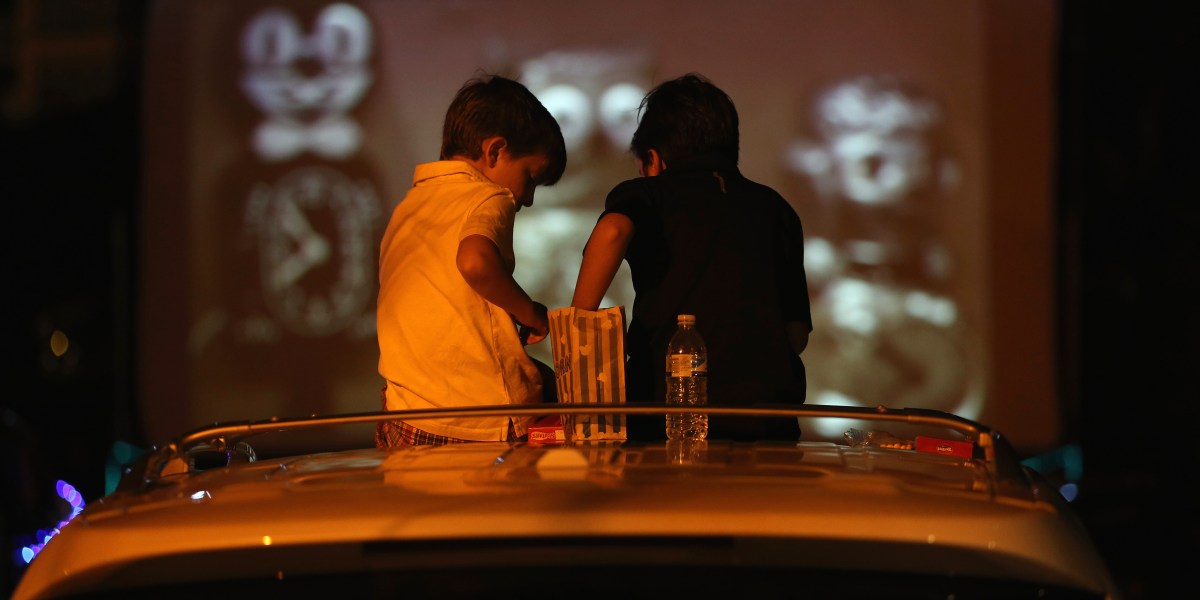 Kids at Drive-In Movie Theater