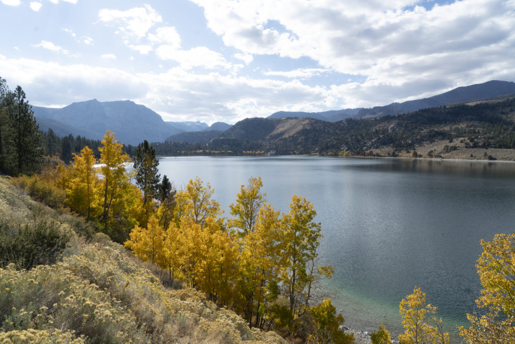 Fall color on Silver Lake on the June Lake Loop in California, which has many of the state's great fall hikes