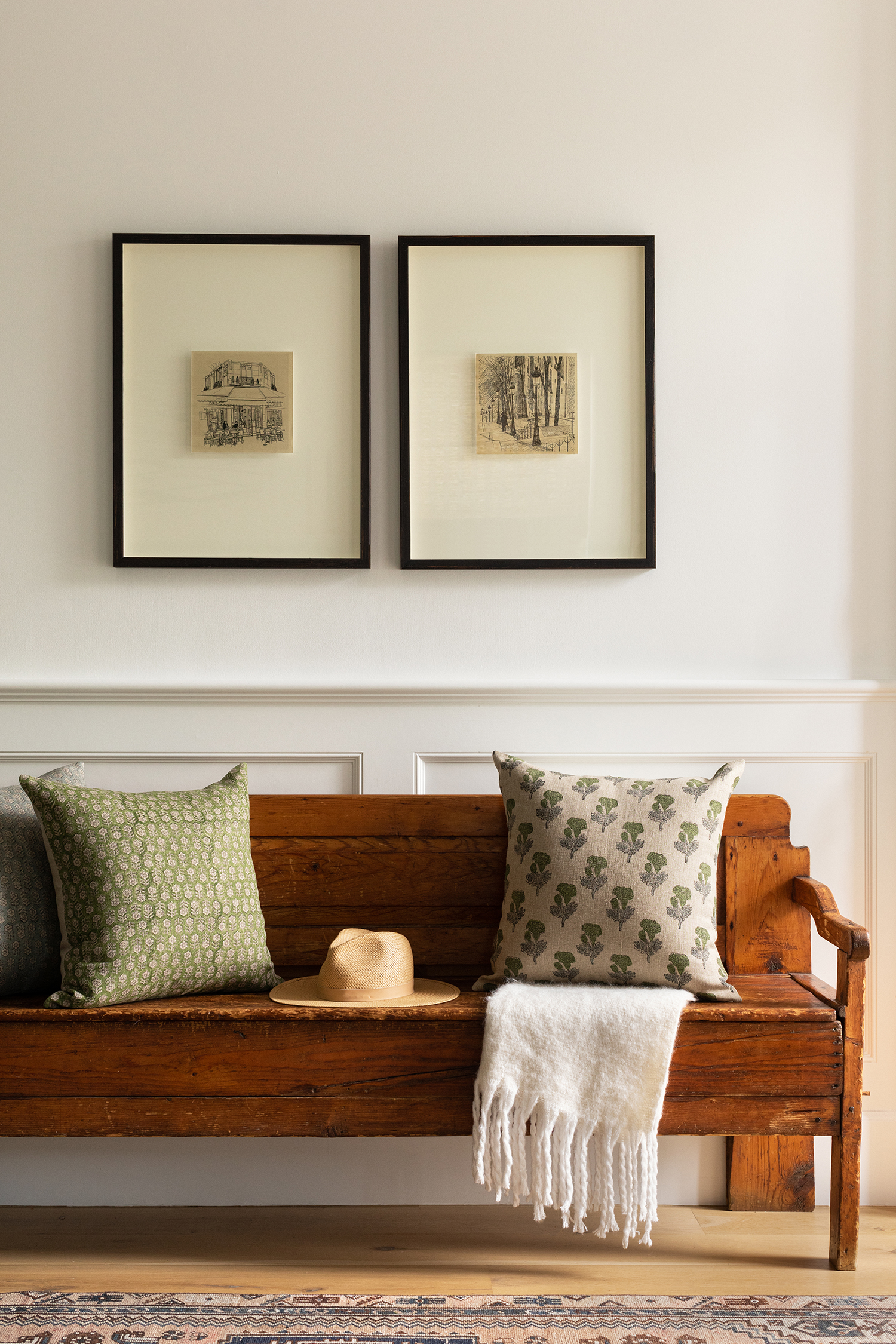 Entry Bench in Sherman Oaks House by Heath Interiors