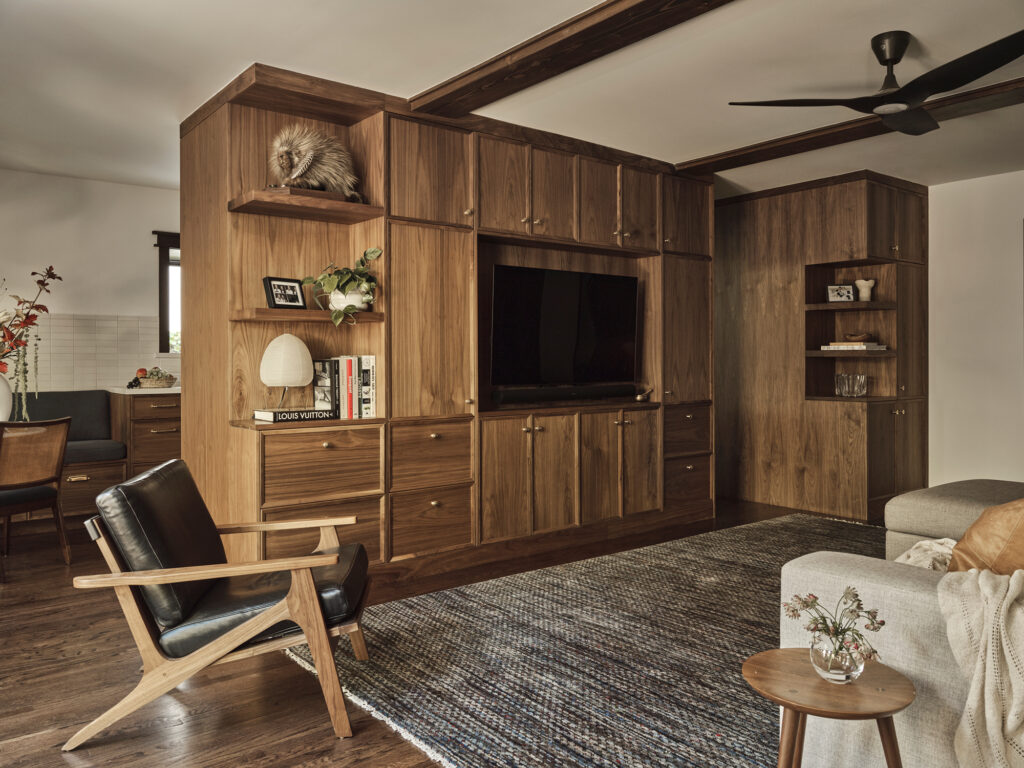Family Room in Palisades Craftsman by Tanya Paz