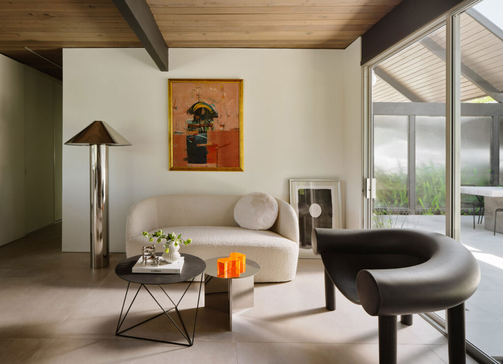 Family Room Seating in Double A-Frame Eichler by Tamara Marsh