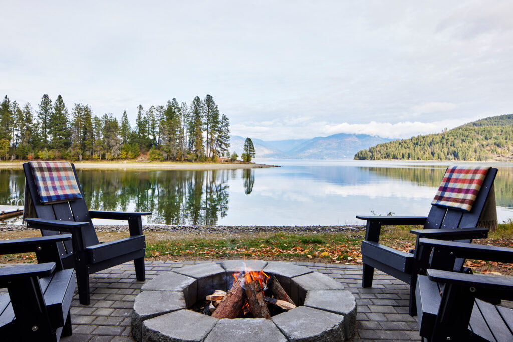 Fire Pit in Idaho Cabin by Lucas Browning Design