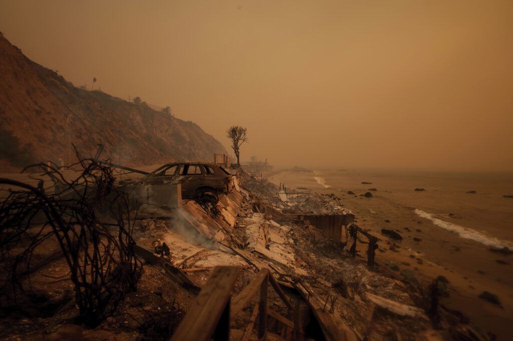 Palisades Fire Aftermath on the Pacific Coast Highway