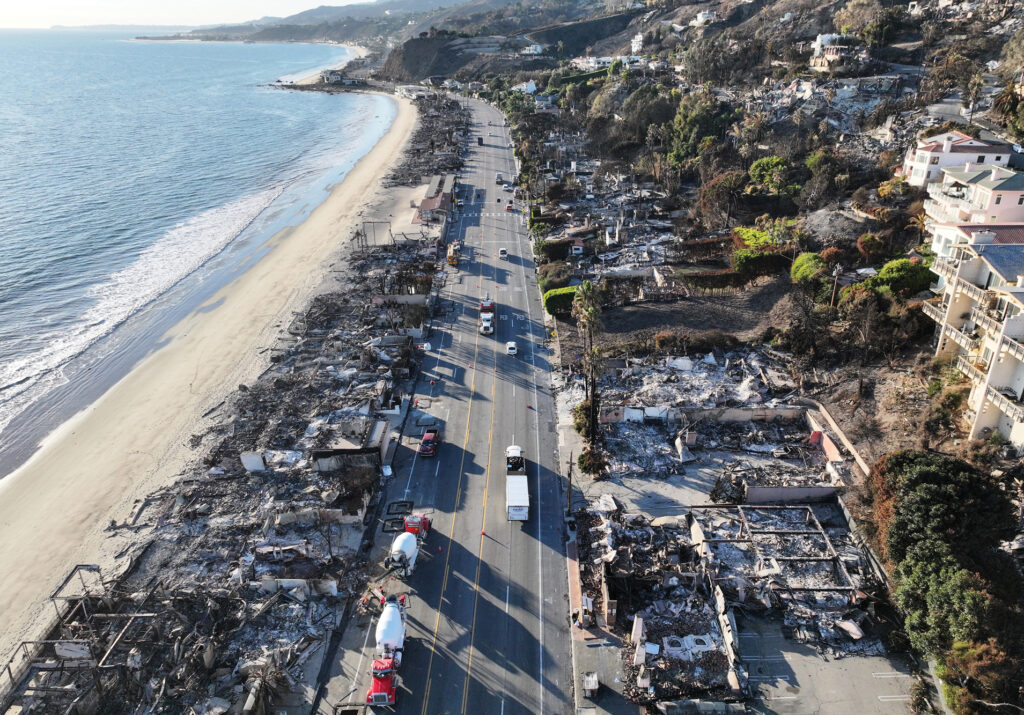 Palisades Fire Damage Along the Pacific Coast Highway