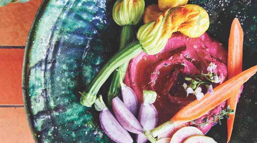 Beet Hummus with Seasonal Crudités