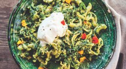 Pasta with Mint Pesto and Burrata