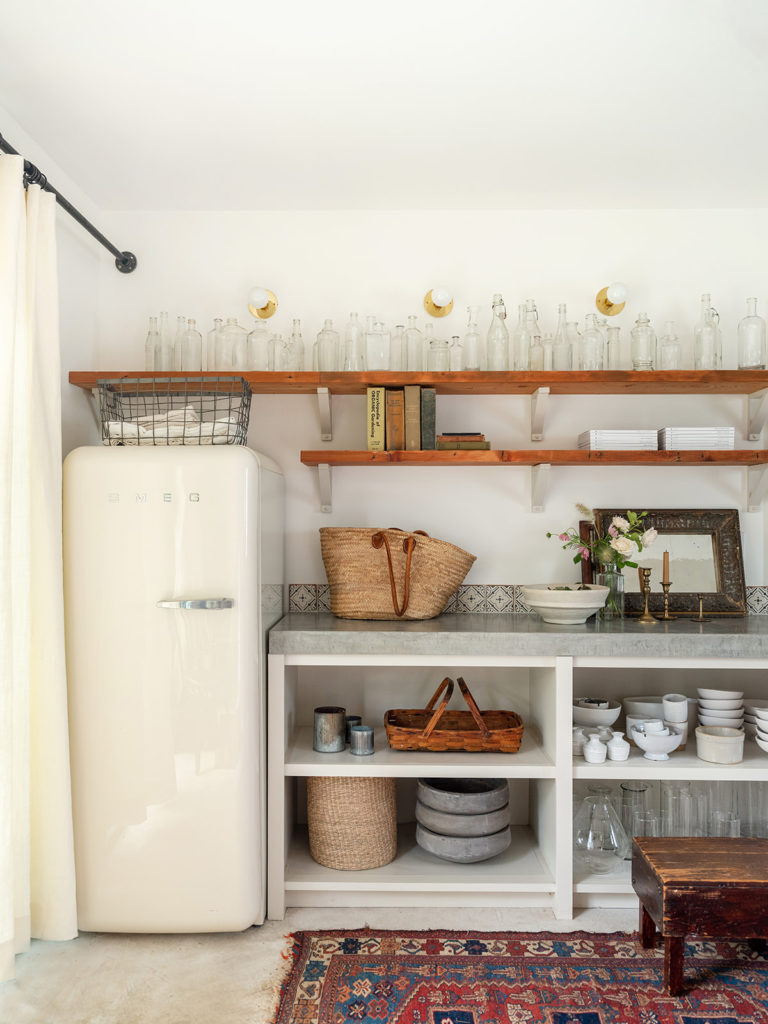 Teressa Johnson Floral Studio kitchen with floating shelves