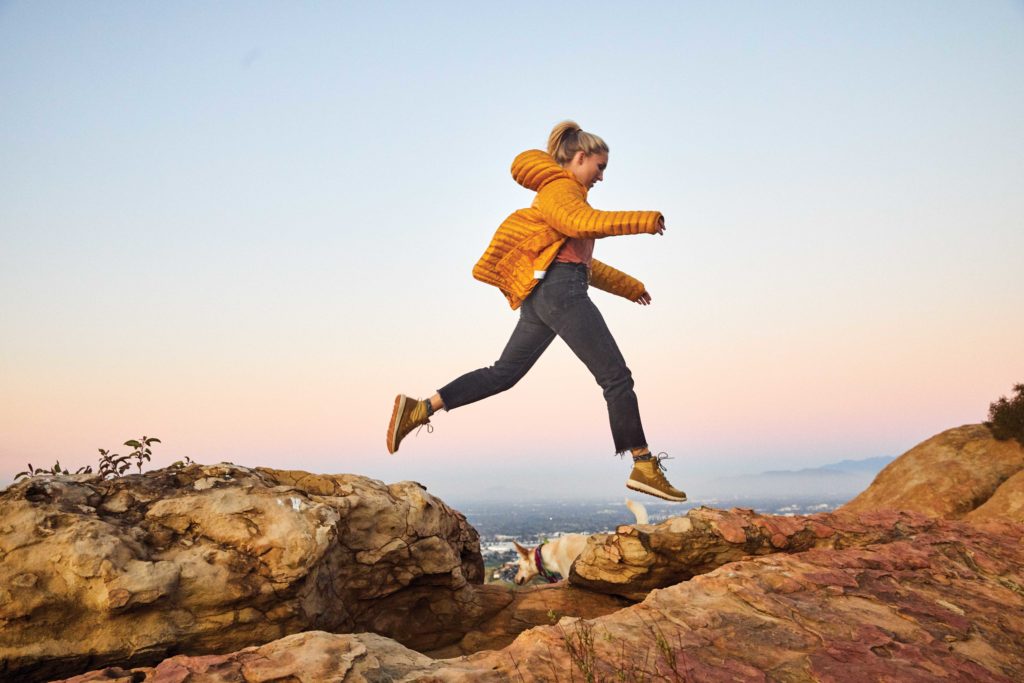Kate in Danner Boots on Rocks