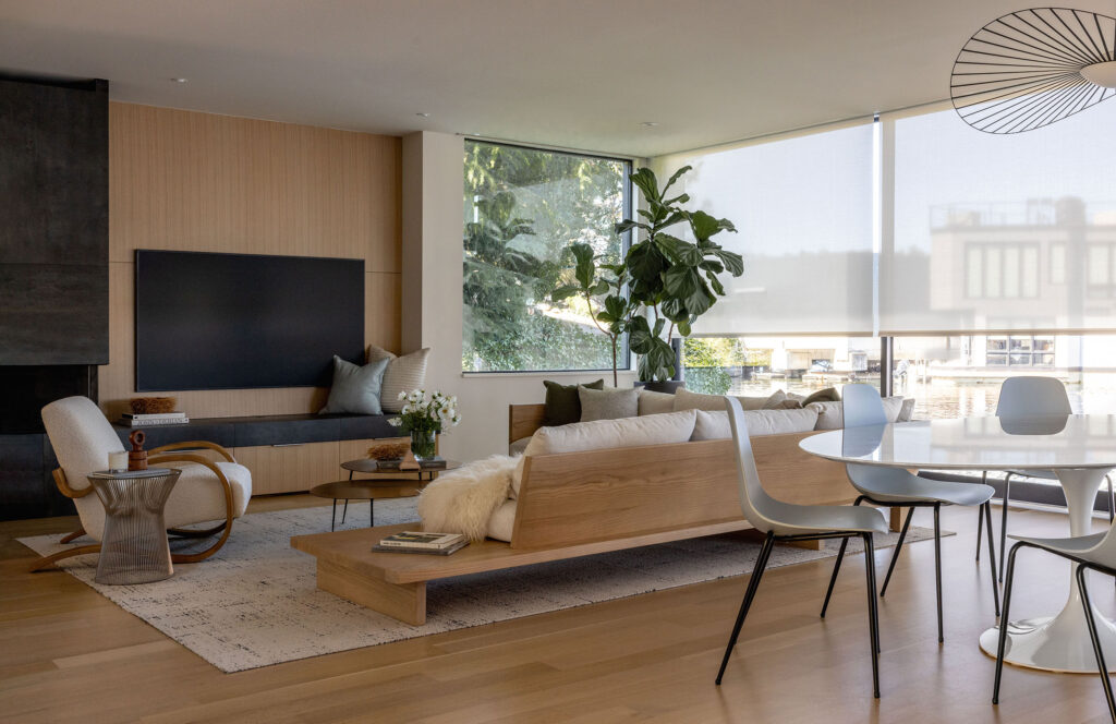 Great Room in Seattle Houseboat by NB Design