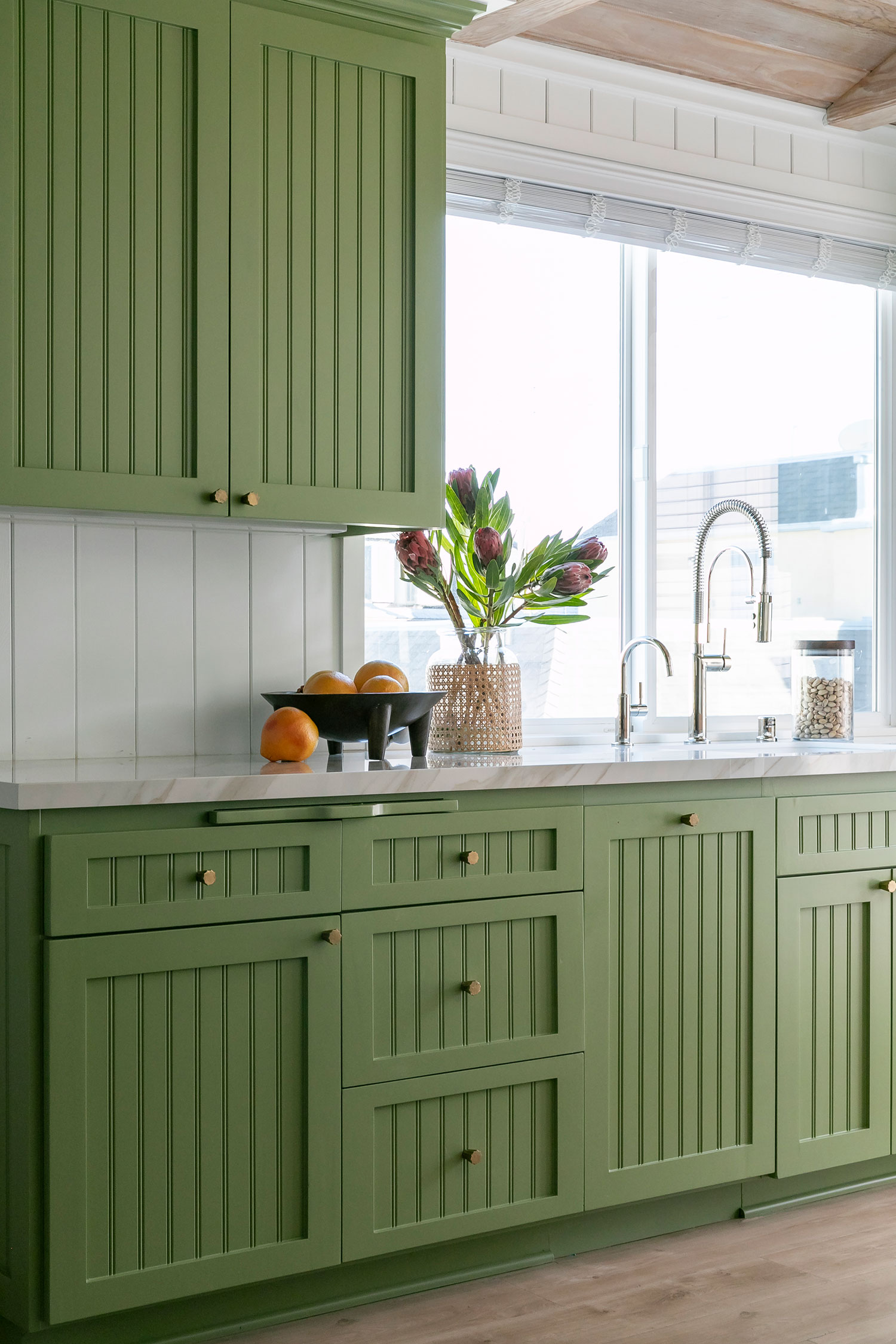 Green Kitchenette in Balboa Island Cottage by Blackband Design