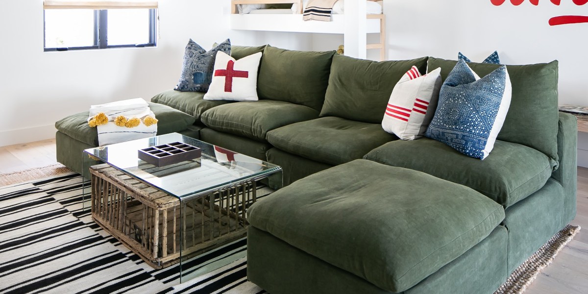 Green Upholstered Sectional by Ashley Clark