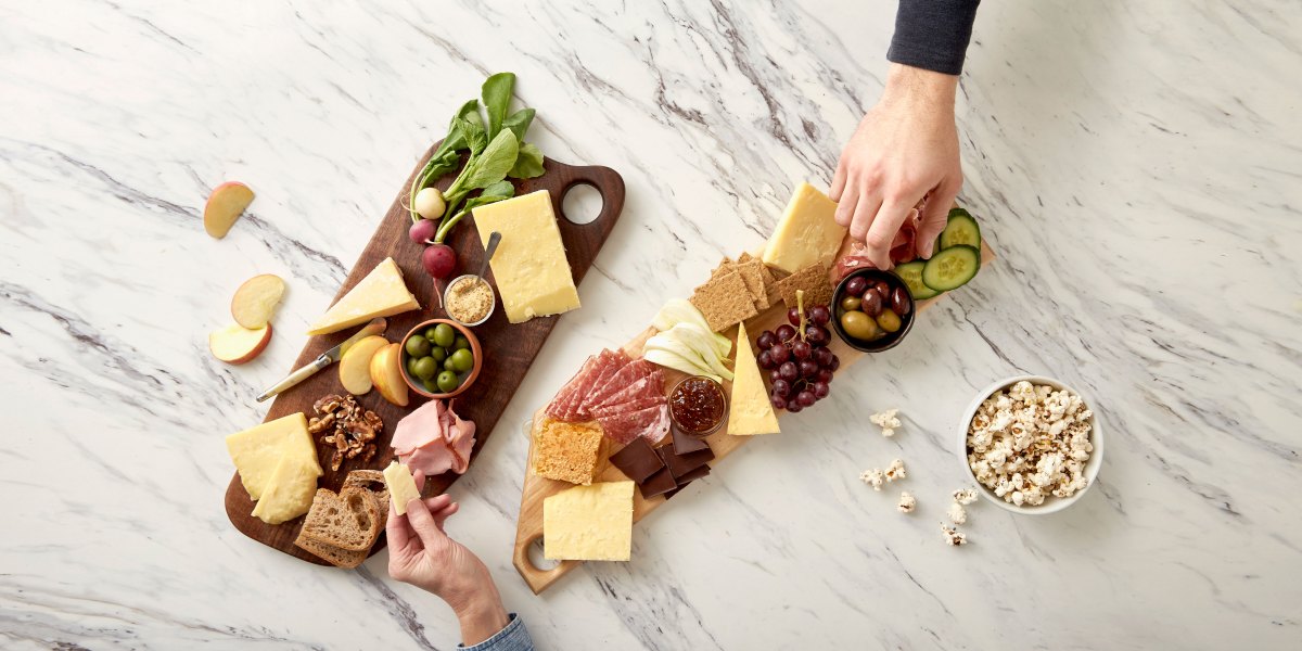 Cheese Boards with Tillamook Cheese and Fruit, Crackers