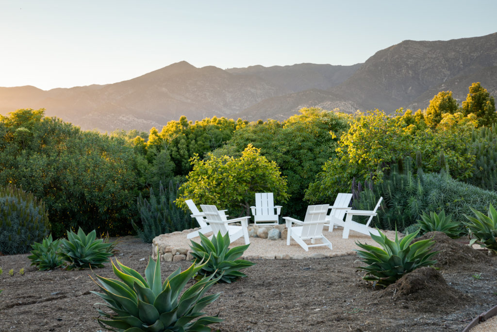 fire ring Adirondack chairs montecito Molly rose
