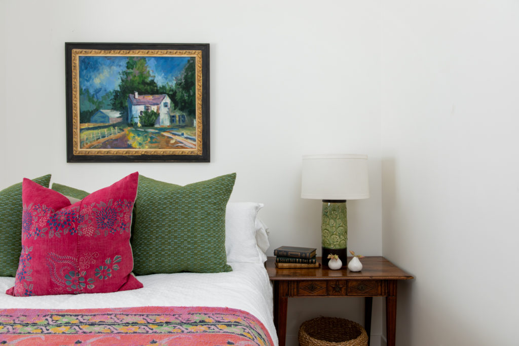 guest bedroom Kantha quilt montecito