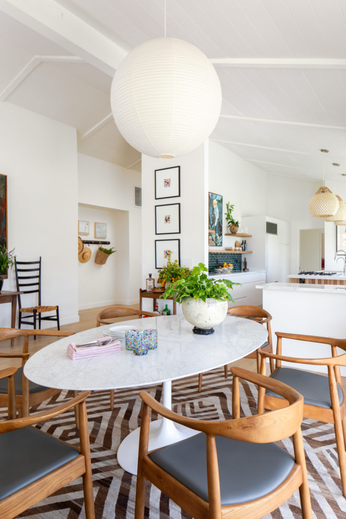 Saarinen table vintage dhurrie rug montecito Molly Rose photo