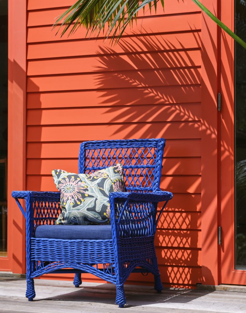 antique wicker painted blue Carter Design