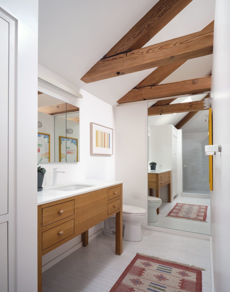 Heath tile in Chalk and a custom vanity primary bathroom Carter Design